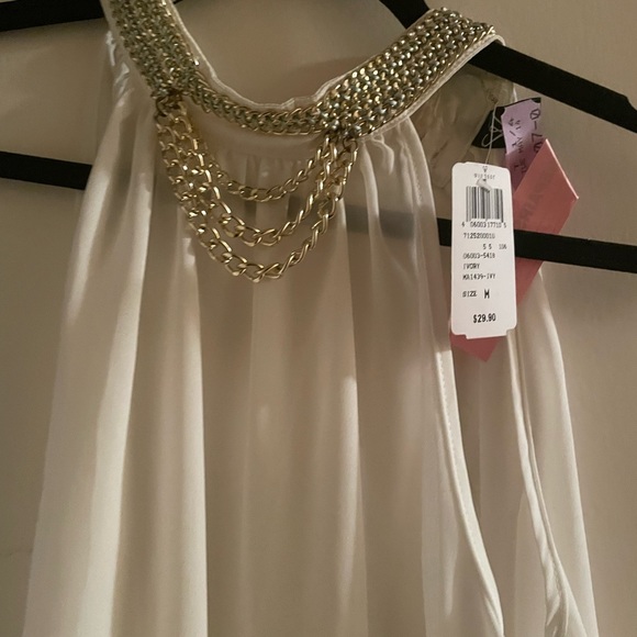 Cream detailed sleeveless blouse size small - Picture 3 of 4